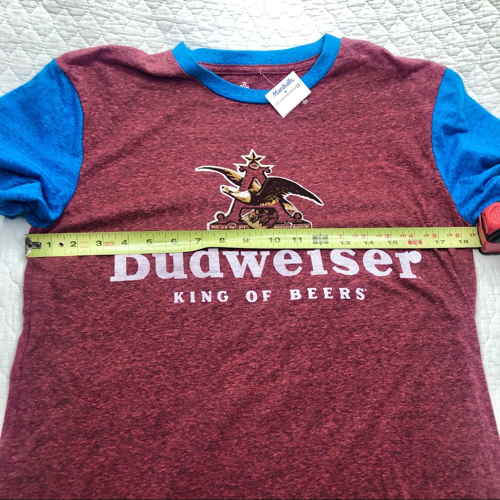 NWT Anheuser  Busch Budweiser Men’s Tee Shirt Size Small red blue - Picture 9 of 10